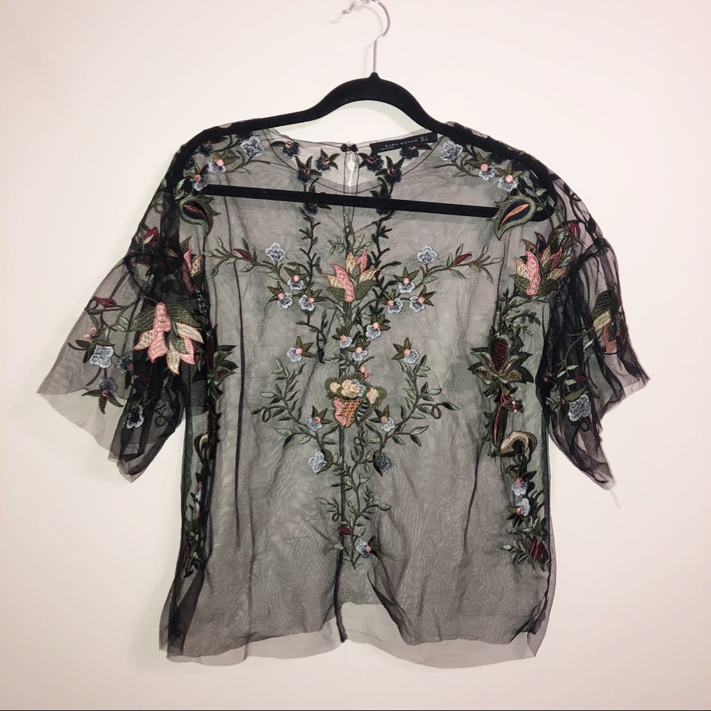 Zara large embroidered top